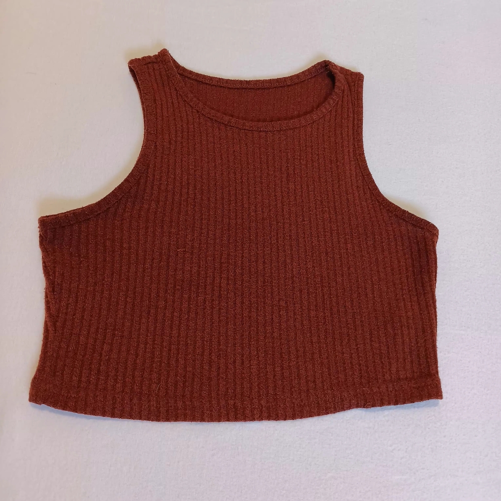 Fresral Sz S Rust Orange Ribbed Stretchy Crop Top